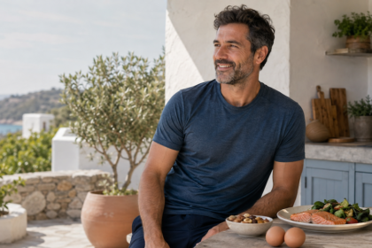 άντρας κάνει αύξηση τεστοστερόνης με φυσικό τρόπο μέσω άσκησης και ισορροπημένης διατροφής