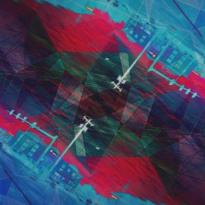 deja vu αφηρημένη εικόνα με κόκκινο και μπλε