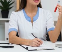 γιατρός εξετάζει αίμα για λεμφοκύτταρα υψηλά ουδετερόφιλα χαμηλά