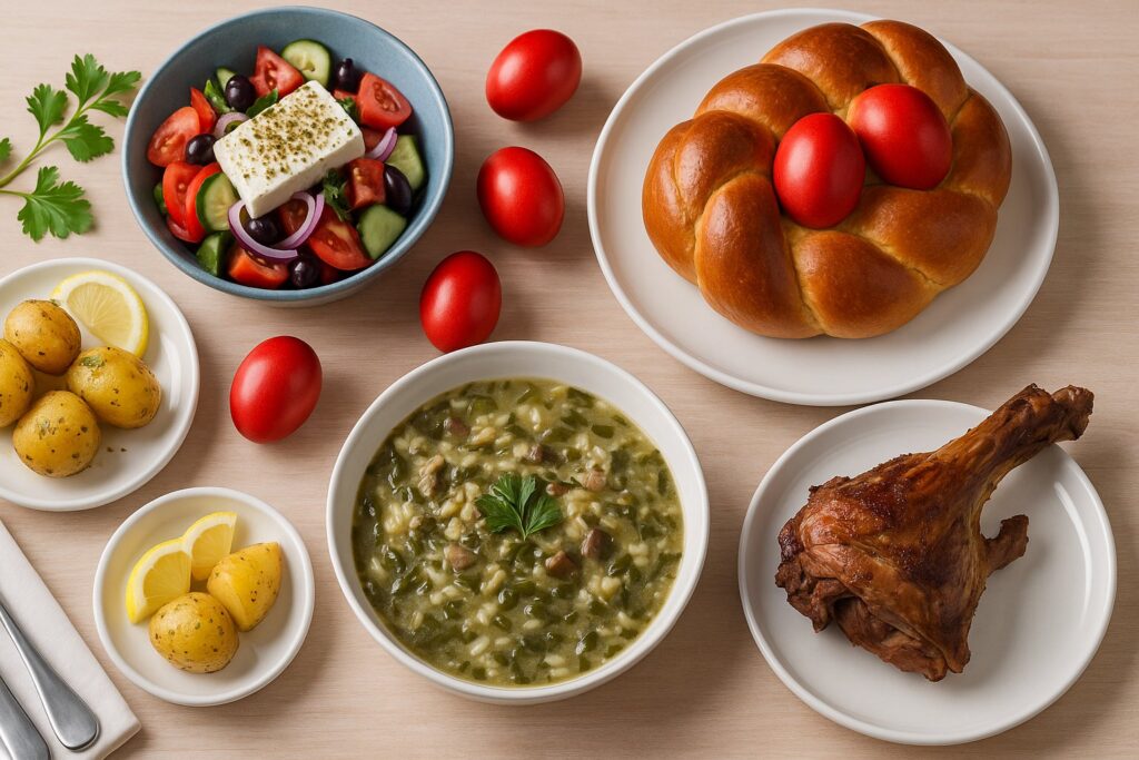 πασχαλινά φαγητά στο τραπέζι θερμίδες